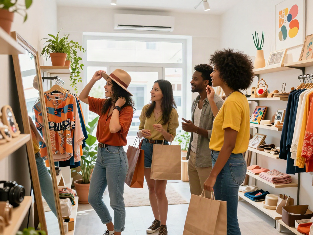 Friends shopping at a boutique while exploring the bro138 link for trendy fashion styles.